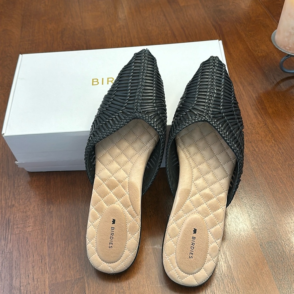 Birdies Black Braided Pointed-Toe Flats